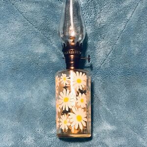 Vintage Floral Glass Oil Lamp
